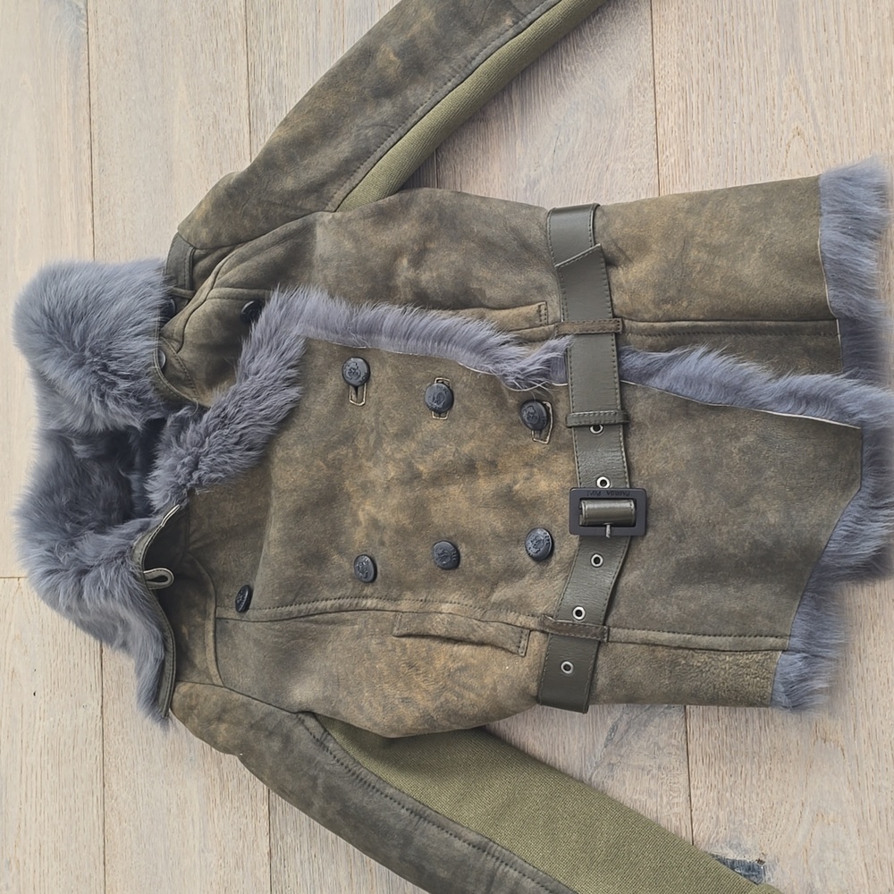 Patrizia Pepe real lambskin leather shearling coat Size US 6 - Picture 4 of 16